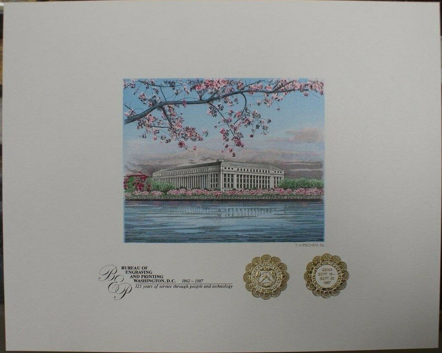 BEP Souvenir Card B 101F GENA 1987 Embossed Cherry Blossoms