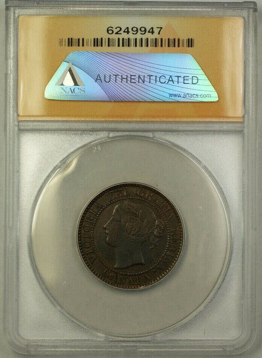 1858 Canada 1 Cent Penny Coin ANACS AU-53 Details