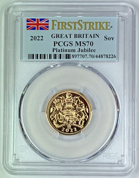 2022 Great Britain Gold Sovereign Coin PCGS MS 70 First Strike Plat-Jubilee (AN)