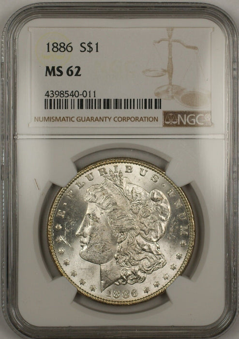 1886 Morgan Silver Dollar $1 Coin NGC MS-62 (13a)