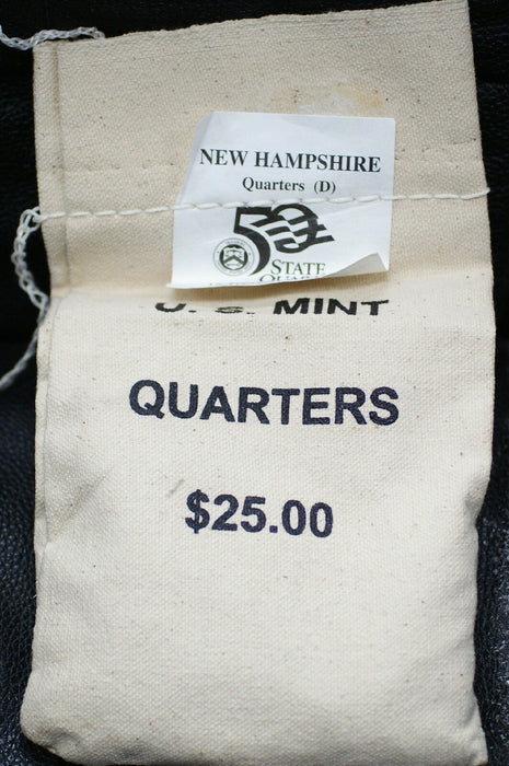 $25 US Mint Sewn BU 2000-D New Hampshire State Quarters Bag Original Packaging