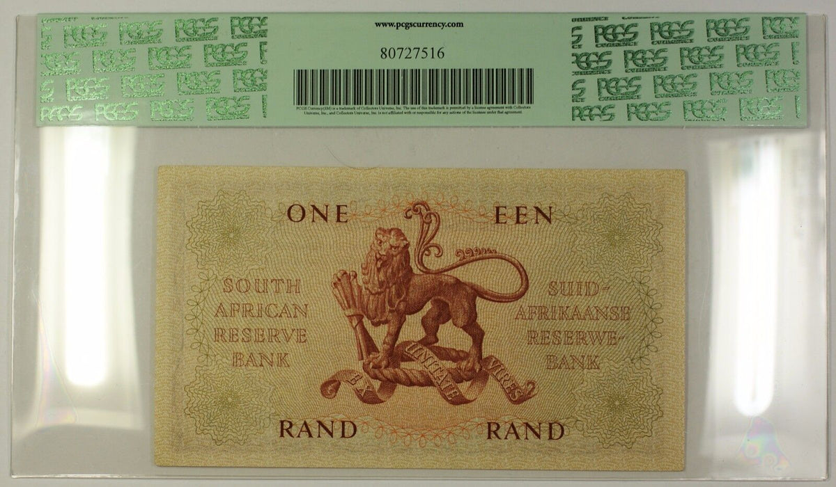 (1962-65) No Date South Africa 1 Rand Bank Note SCWPM# 102b PCGS Choice 63 PPQ