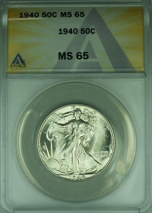 1940 Walking Liberty Silver Half Dollar 50c ANACS MS-65  (44)