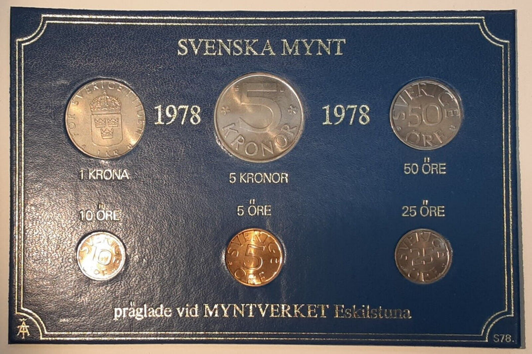 1978 Sweden Six Coin Set - BU in Holder