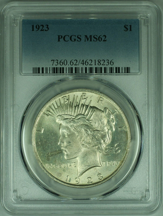 1923 Peace Silver Dollar S$1  PCGS MS-62 Better Coin   (47B)