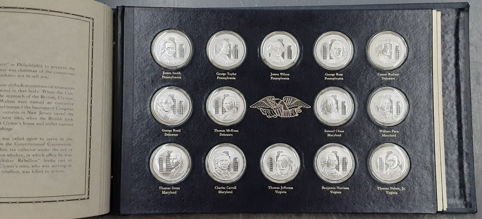 Franklin Mint .925 Silver Medal Signers of the Declaration 56 Pc Complete Set