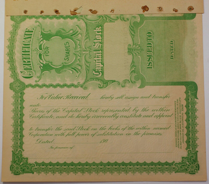 Georgetown National Bank Illinois Stock Certificate Serial Number 84