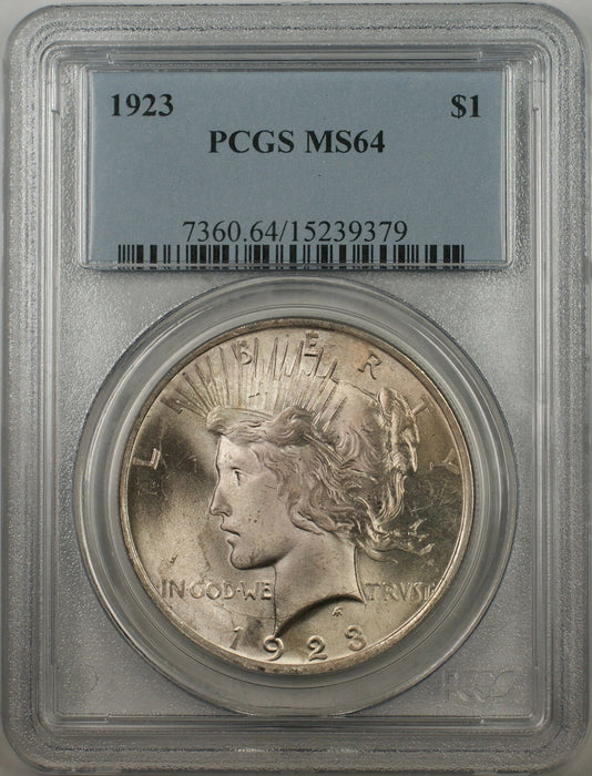 1923 Silver Peace Dollar $1 Coin PCGS MS-64 Better Coin (BR-12 Q)