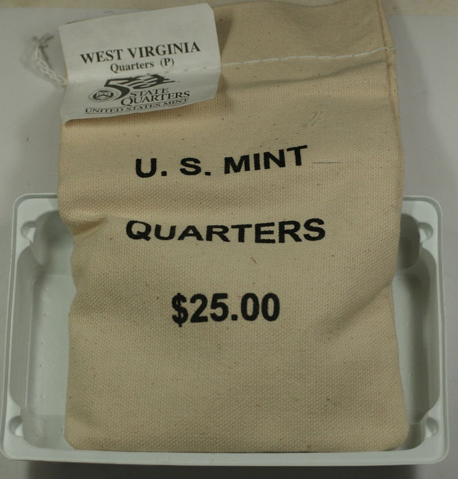 $25 US Mint Sewn 2005-P West Virginia State Quarters in Original Bag BU Coins