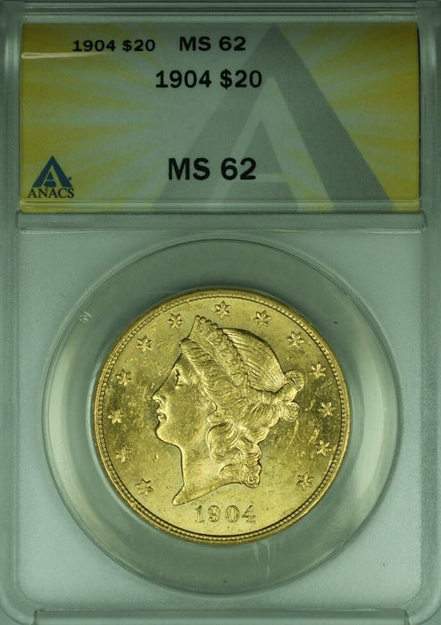 1904 Liberty Head G$20 Gold Twenty Dollar ANACS MS-62