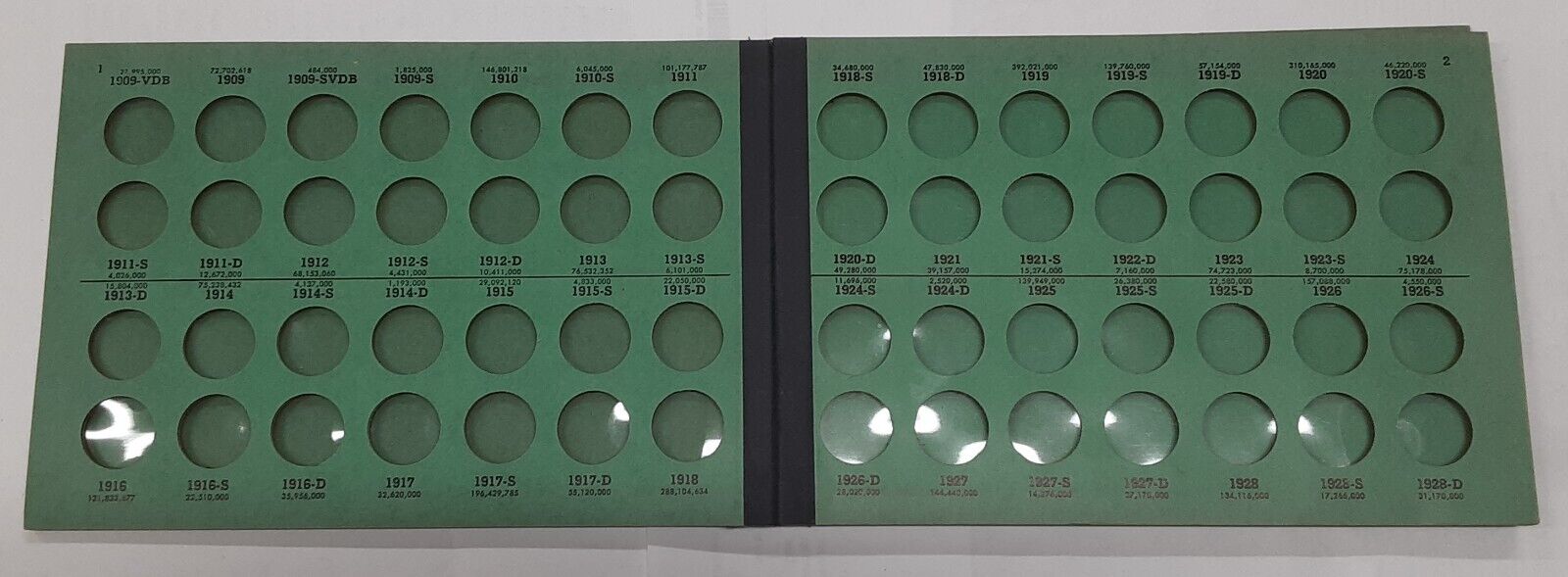 Meghrig Empty Album for Lincoln Cents 1909VDB-1948S Green Album G2 - Used
