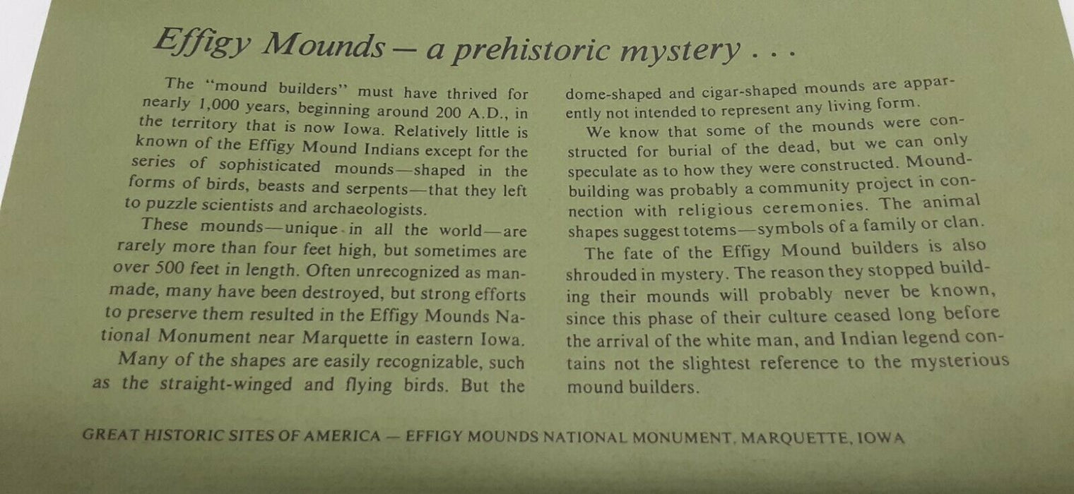 1971 Effigy Mounds IA Great Historic Sites PR Silver Medal in First Day Cover