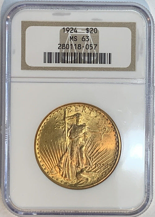 1924 Saint Gaudens $20 Gold Double Eagle NGC MS 63