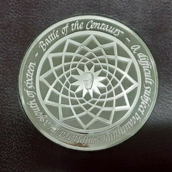 Franklin Mint Genius of Michelangelo PF .925 Silver Medal-Battle of the Centaurs