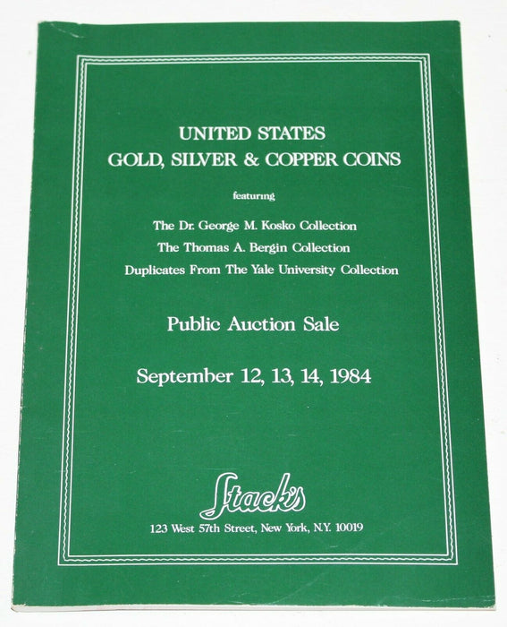 Stacks Auction Coin Catalog September 12-14 1984 U.S. Gold Silver Copper WW17EE