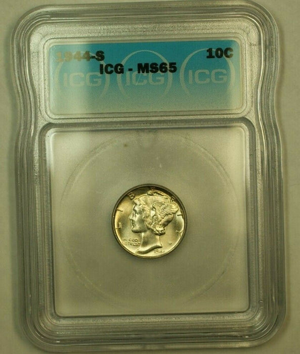 1944-S Silver Mercury Dime 10c Coin ICG MS-65 D