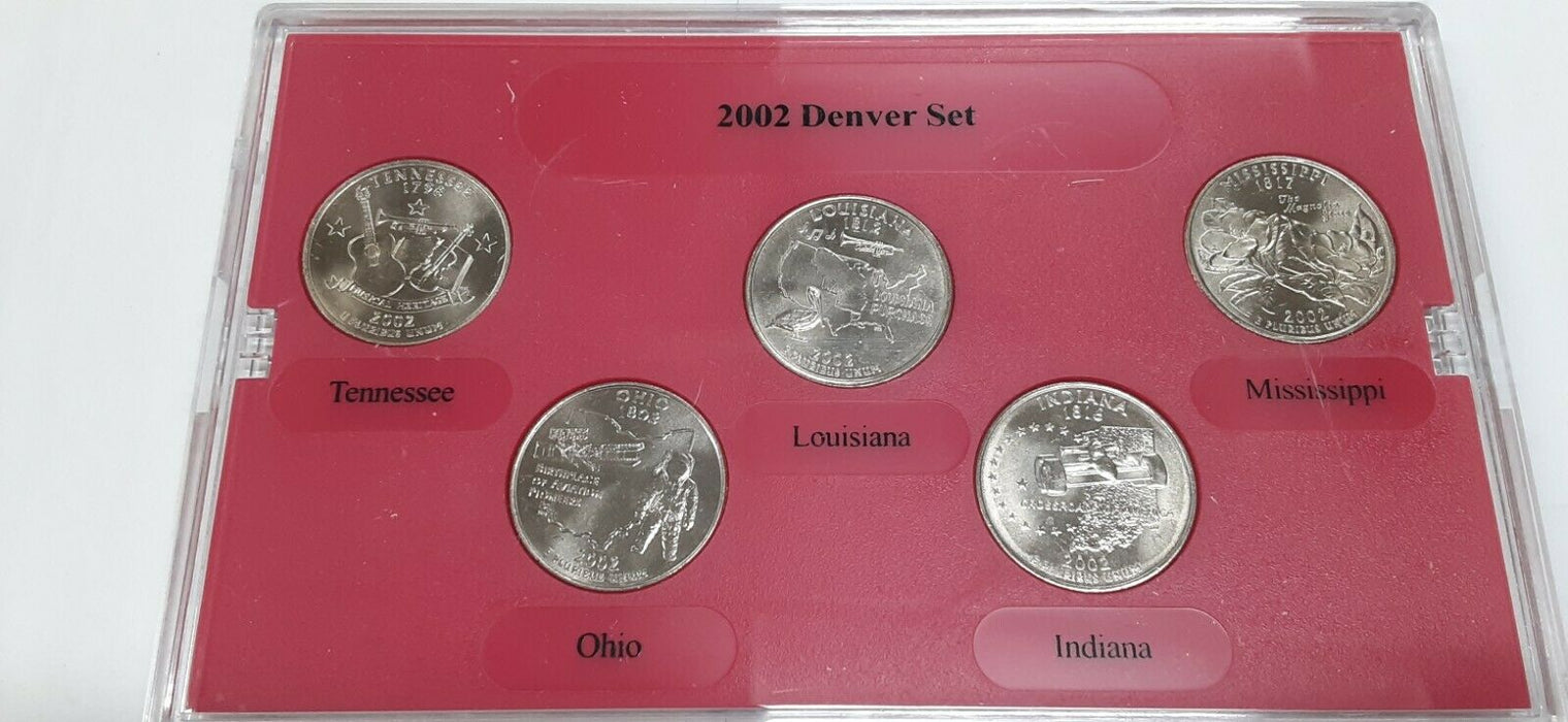 2002-D State Quarters 5 Coin Set 50 States Program-BU in Plastic Case