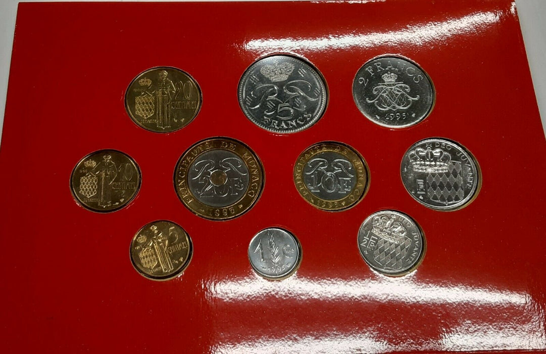 1995 Monaco 10 Piece UNC Mint Set in OGP w/COA