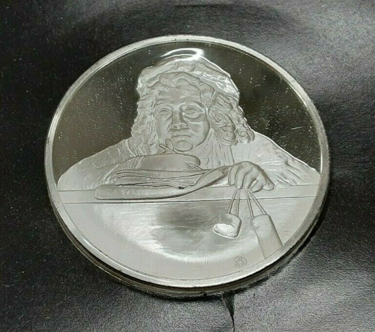 Franklin Mint Genius/Rembrandt PR .925 Silver Medal-Rembrandt's Son in Card