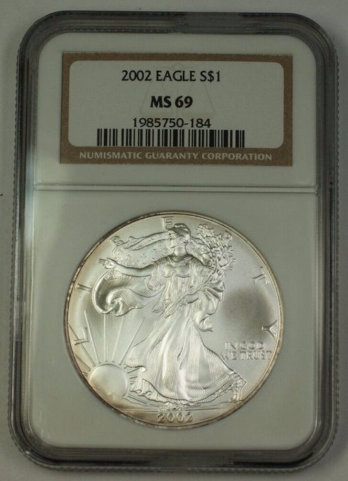 2002 American Silver Eagle ASE Dollar $1 Coin NGC MS-69 Nearly Perfect GEM