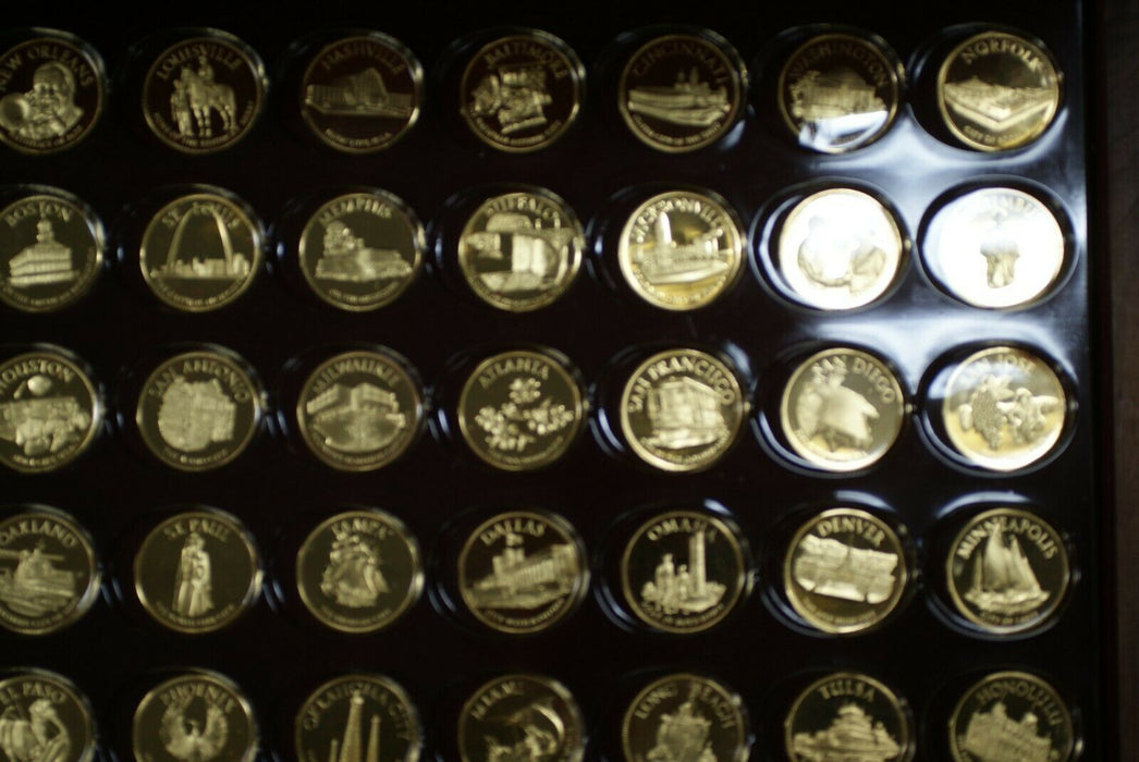 United States Conference of Mayors Franklin Mint Gold Plated Silver Coins