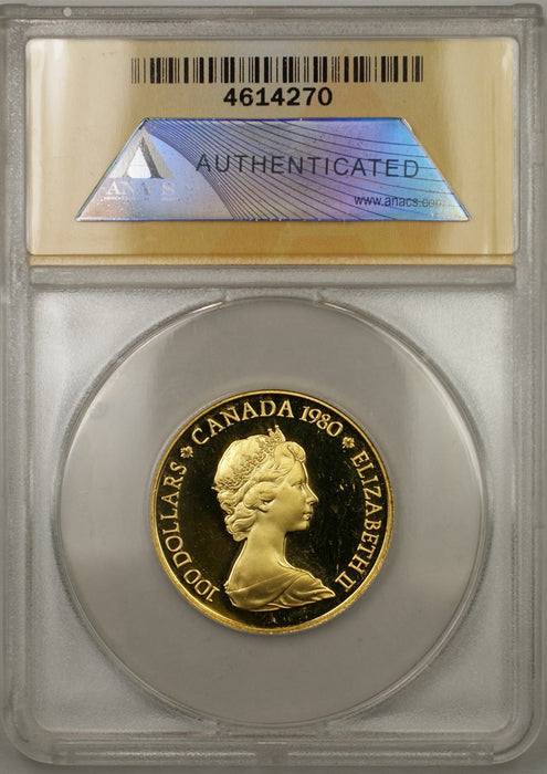 1980 Proof Canada Arctic 1/2 oz Gold Coin $100 ANACS PF-64 DCAM (B AMT)