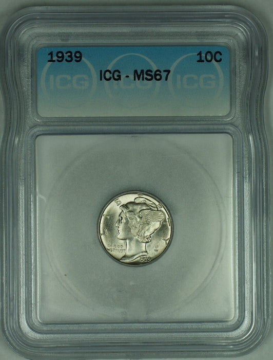 1939 Mercury Silver Dime 10c Coin ICG MS 67 (53)