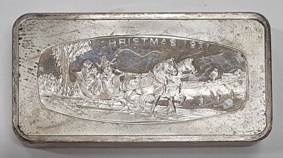 Franklin Mint 1000 Grain Ingot of Sterling Silver, Commemorating Christmas 1971