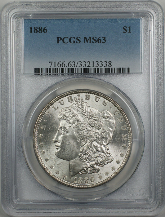 1886 Morgan Silver Dollar $1 Coin PCGS MS 63 (Better Coin 12)