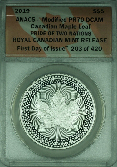 2019 Canadian Maple Leaf Modified Proof ANACS PR-70 DCAM 1st Day Issue