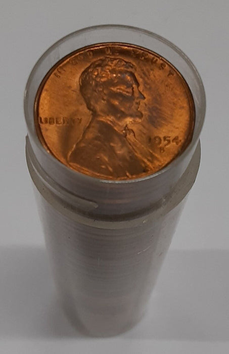 1954-S Lincoln Cent Roll BU 50 Coins Total in Tube