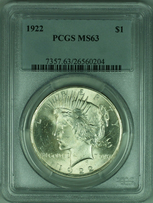 1922 Peace Silver Dollar $1 Coin PCGS MS-63 (34-G)