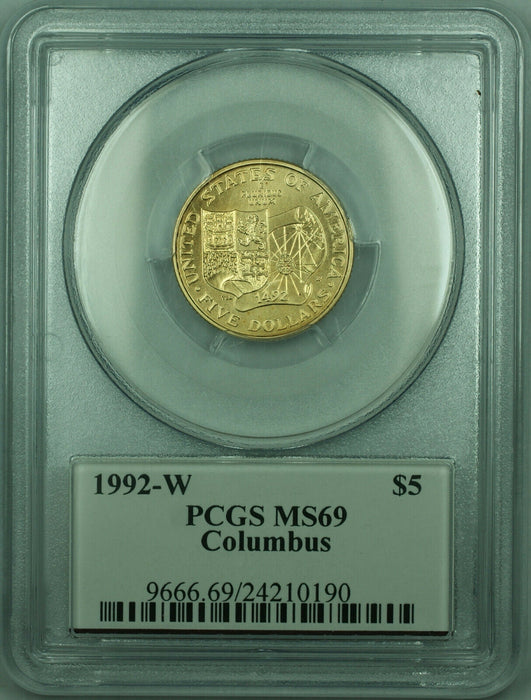 1992-W Columbus $5 Commemorative Gold Coin PCGS MS-69 John Mercanti Signed