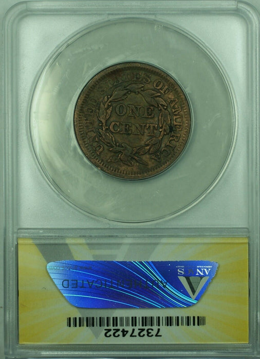 1853 Braided Hair Large Cent  ANACS VF-25 Details Cleaned  (43)