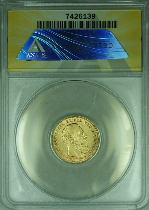 1888-A Germany-Prussia 10M Mark Gold Coin ANACS AU-55  (B)