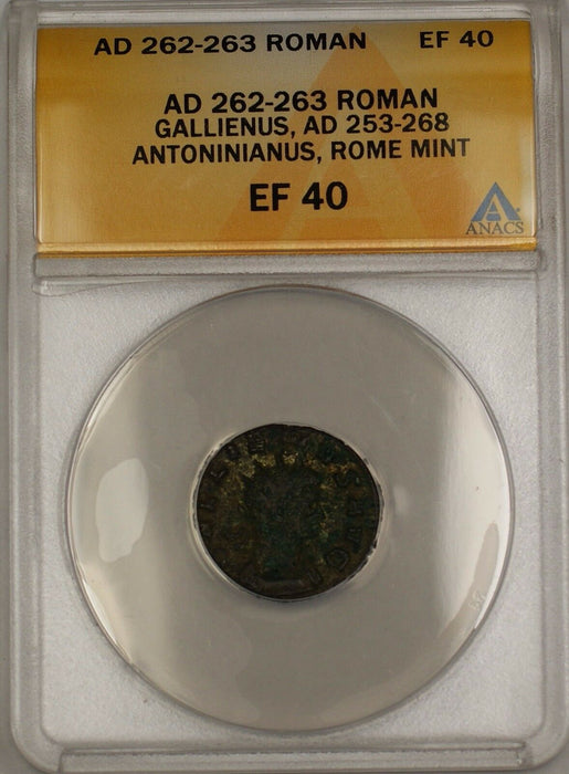 AD 262-63 Roman Rome Mint Gallienus Antoninianus Ancient Coin ANACS EF-40