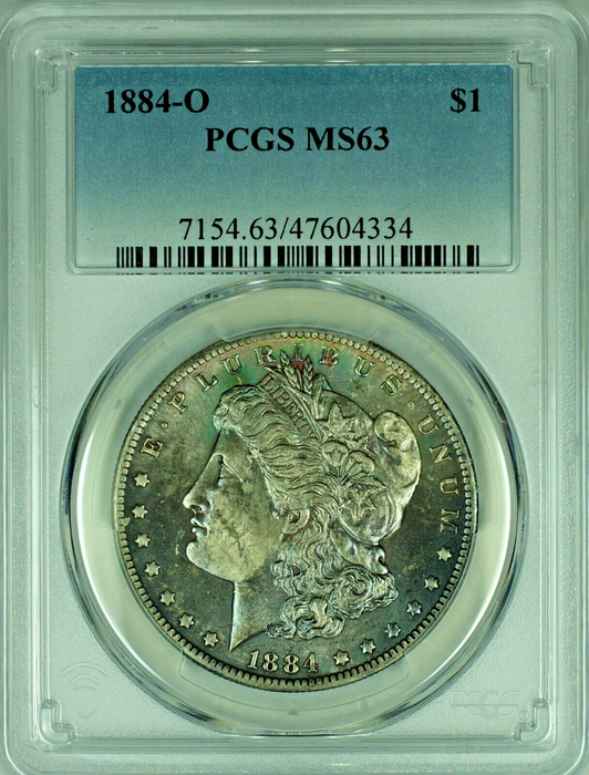 1884-O Morgan Silver Dollar Toned PCGS MS 63 A 47