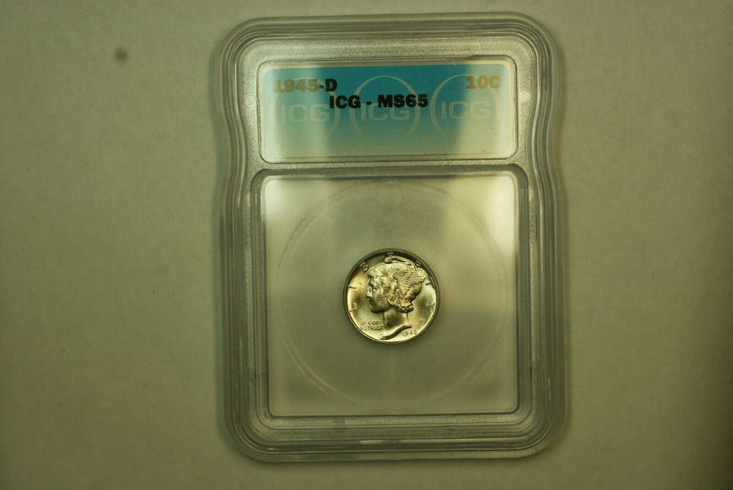 1945-D Silver Mercury Dime 10c Coin ICG MS-65 C (FB IOO)