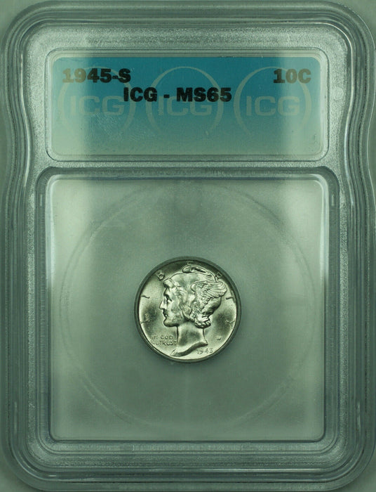 1945-S Mercury Silver Dime 10c Coin ICG MS-65 (PAA)