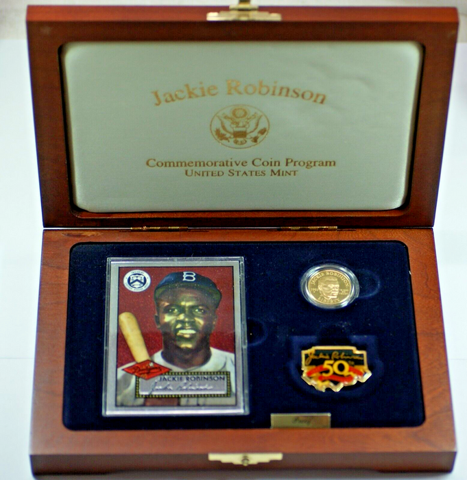 1997-W Jackie Robinson $5 Gold Commemorative Proof Coin, Original Mint Packaging