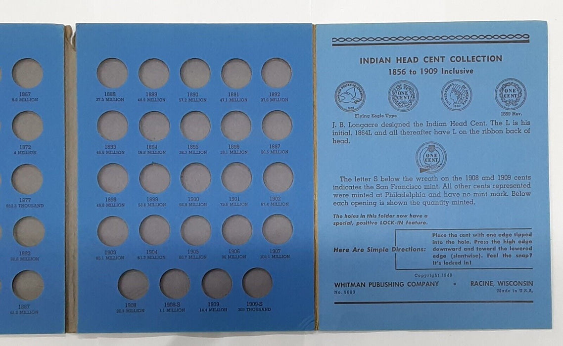 Whitman Empty Indian Cent Folder For Dates 1856-1909 #9003 - Used