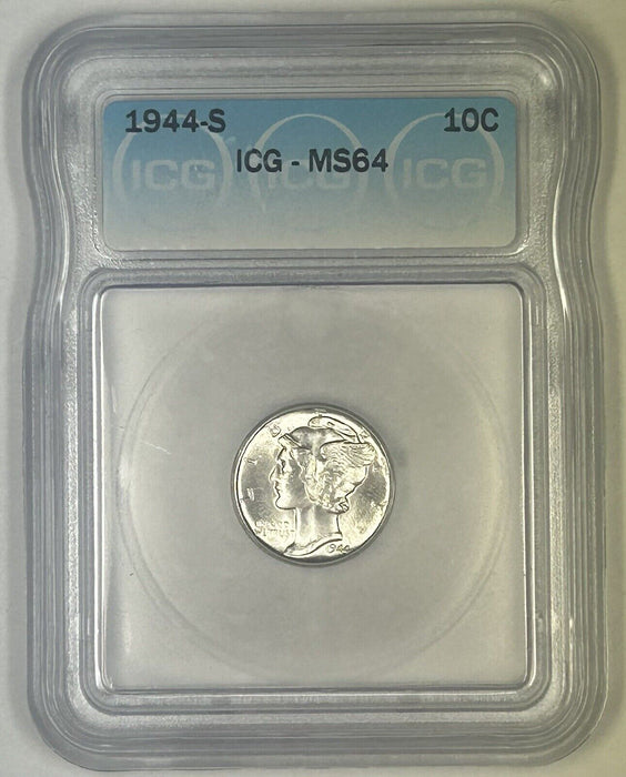 1944-S Mercury Silver Dime 10c Coin ICG MS 64 (54) H