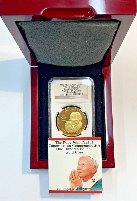 2014 Pope John Paul II, Proof $100 Gold Coin-NGC PF 70 UCAM-Display BOX & COA