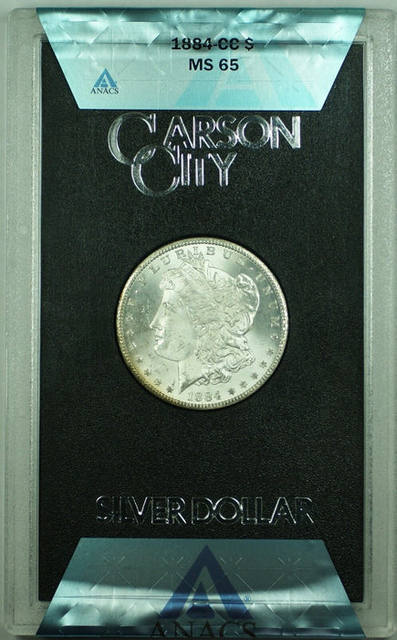 1884-CC GSA Morgan Silver $1 Dollar Rainbow Tone Coin ANACS MS 65 (14) A