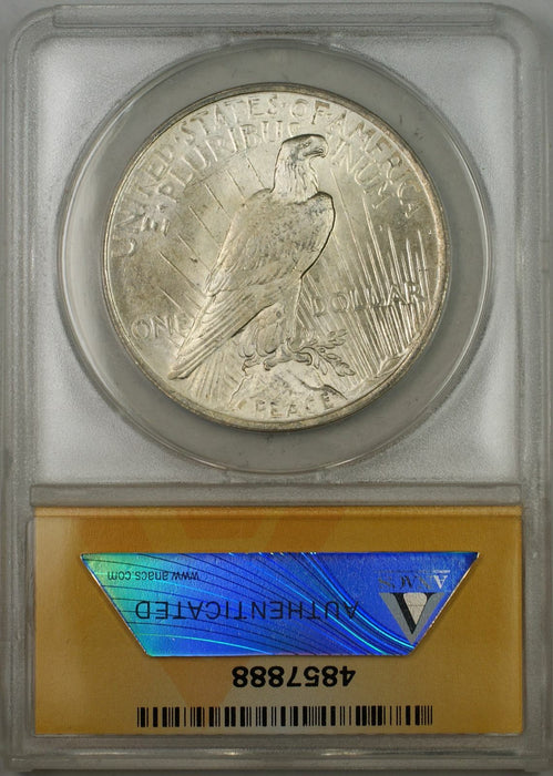 1923 $1 Peace Silver Dollar Coin ANACS MS-63 (8B)