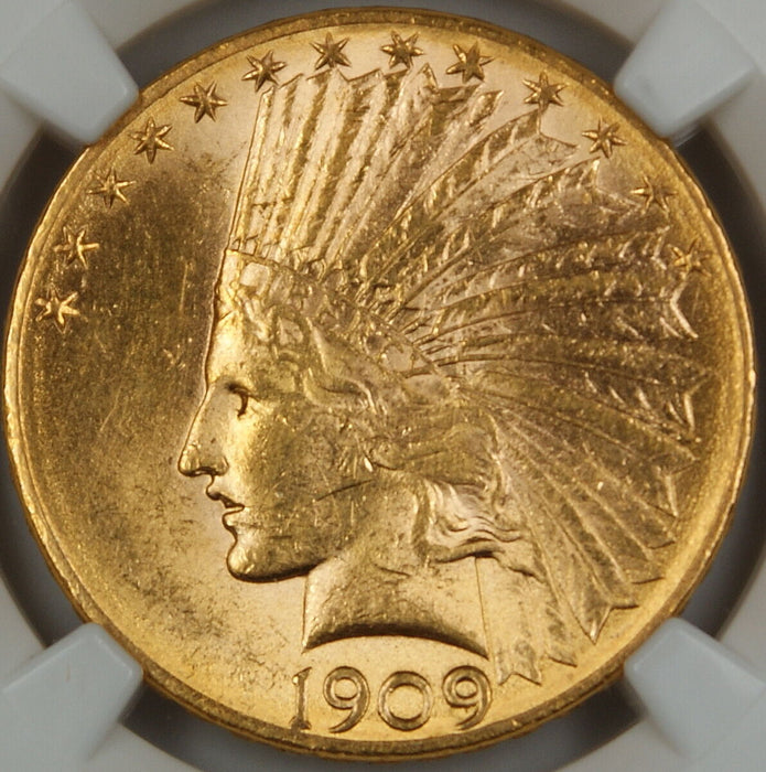1909-D Indian $10 Eagle Gold Coin, NGC UNC Details (Improperly Cleaned) BU
