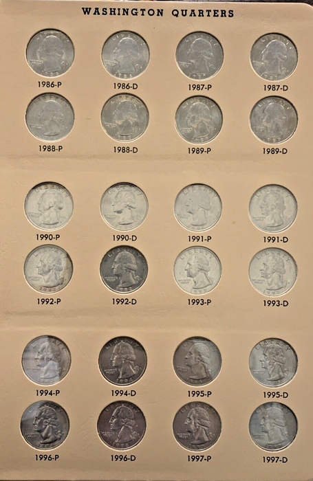 1932-1998 Washington Quarter Complete Set, Silver & Clad, Dansco Coin Album (L)