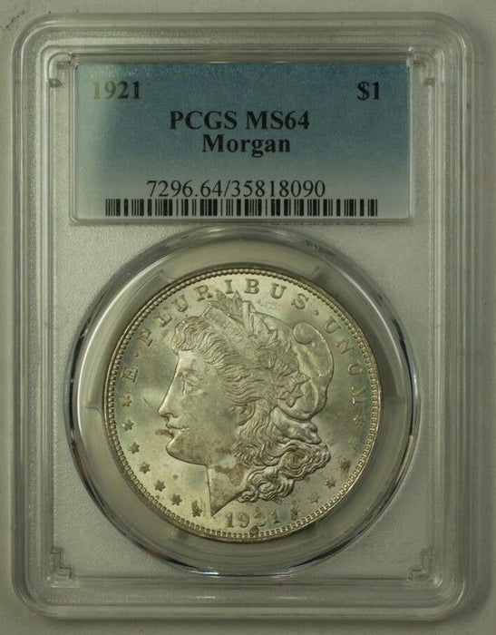 1921 US Morgan Silver Dollar $1 Coin PCGS MS-64 Very Choice (H) 19