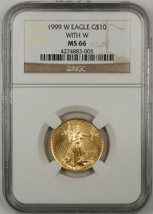 1999-W Emergency Issue $10 Dollar Gold Eagle AGE 1/4 Oz Coin NGC MS-66