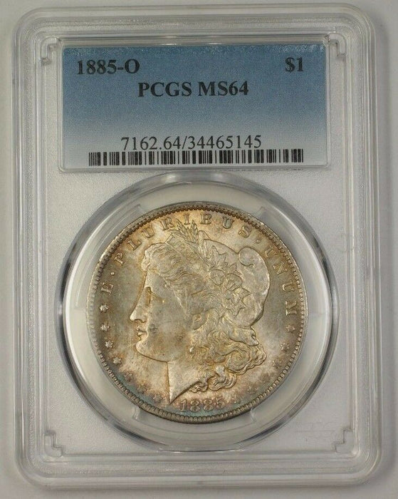 1885-O US Morgan Silver Dollar $1 Coin PCGS MS-64 Nicely Toned (17a)